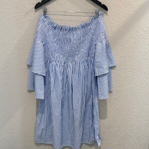 Blue Striped Off-Shoulder Top size large
